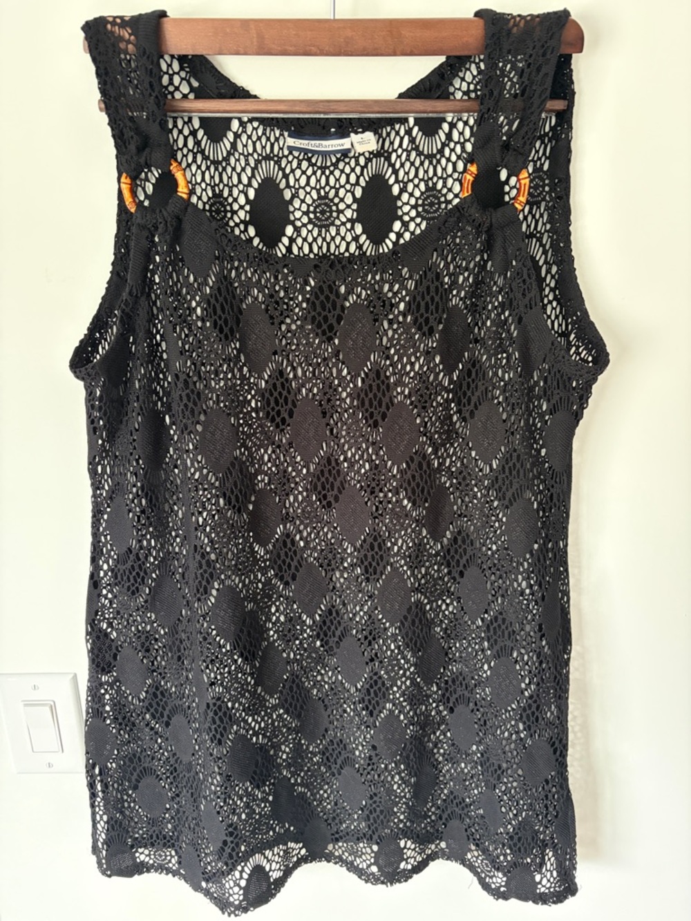 croft & barrow Black Crochet Tank Top